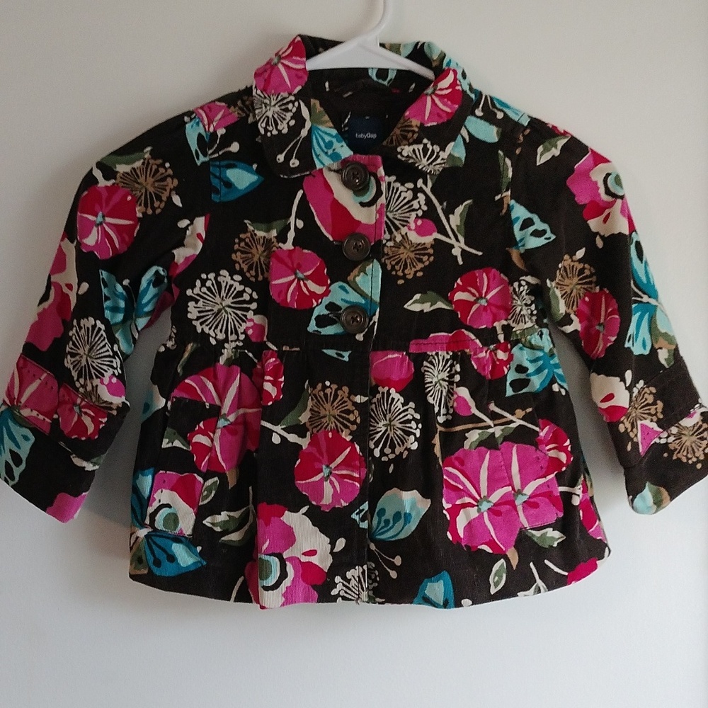 Baby Gap Brown Floral Corduroy Jacket size 3 years